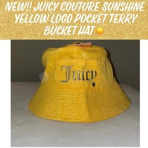 New!! Juicy Couture Sunshine Yellow Logo Pocket Terry Bucket Hat☀️
